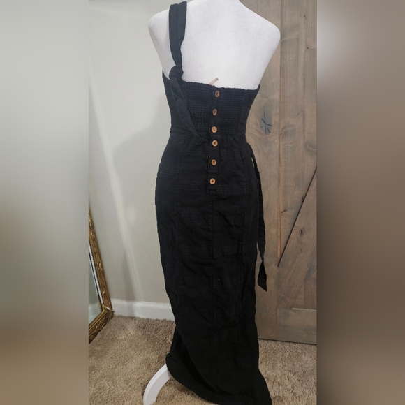FREE PEOPLE At Leisure Midi One Shoulder Cotton/linen Dress In Black. XS - Picture 16 of 16